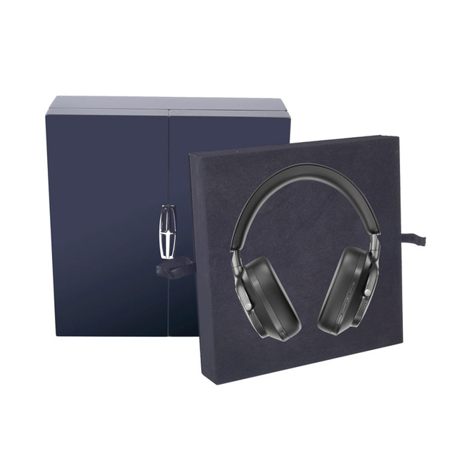 両開き漆シルバーロゴラベル木製ギフトボックス