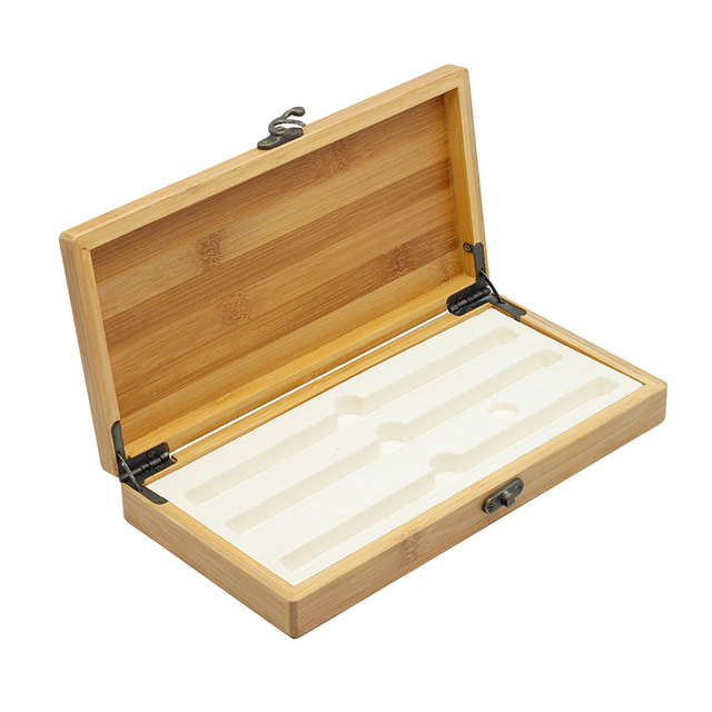 ヒンジ付き磨かれた磁気ギフトティーワインキーチェーンコインペン竹箱