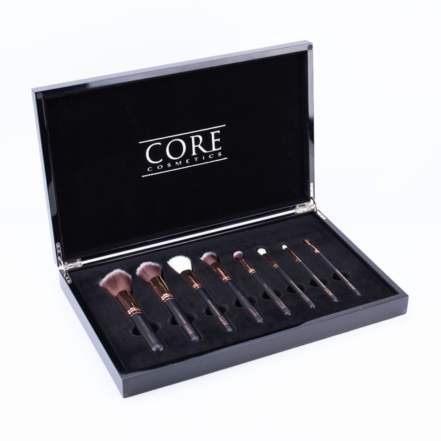 木製メイクアップブラシセットラグジュアリーブラックピアノボックス