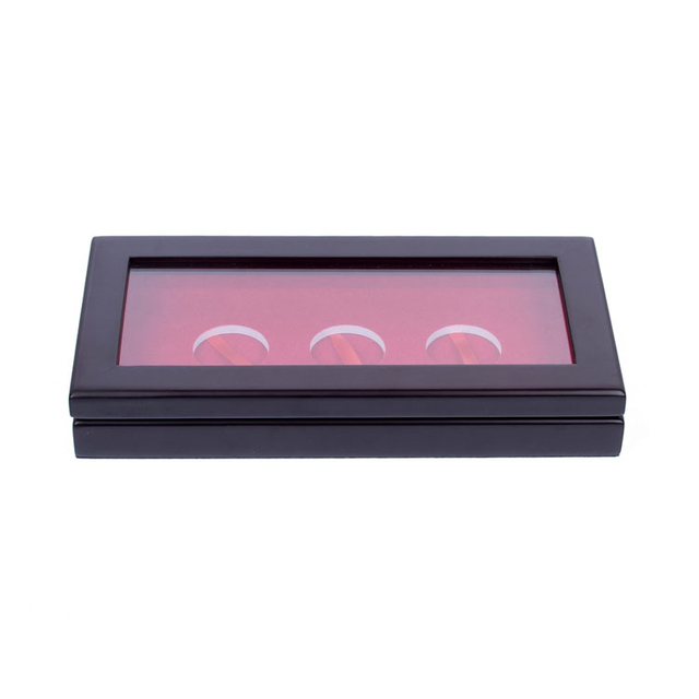 豪華なカスタムロゴ3スロットコレクションコインウッドボックスお土産MDF木製箱用木製シルバーコインボックス