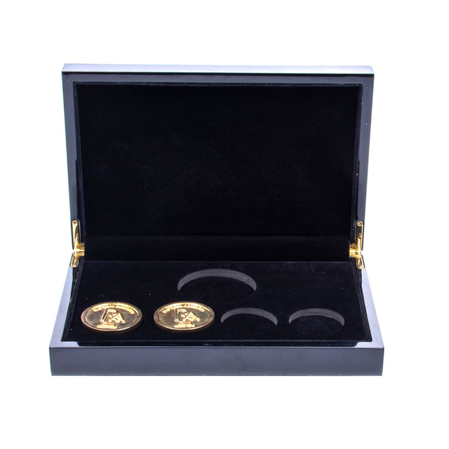 多通貨木製コインコレクターセットストレージボックスケーストレイウッド