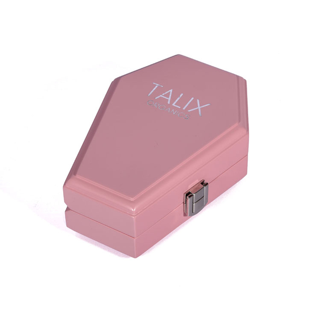 シルバーダブルコラムヒンジジャパンロックピンクパンクレザーインテリアクリエイティブ六角形のffin型香水木製ボックスパッケージカスタムメイド