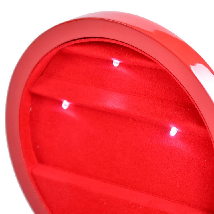 LEDライト丸型漆ジュエリー木箱