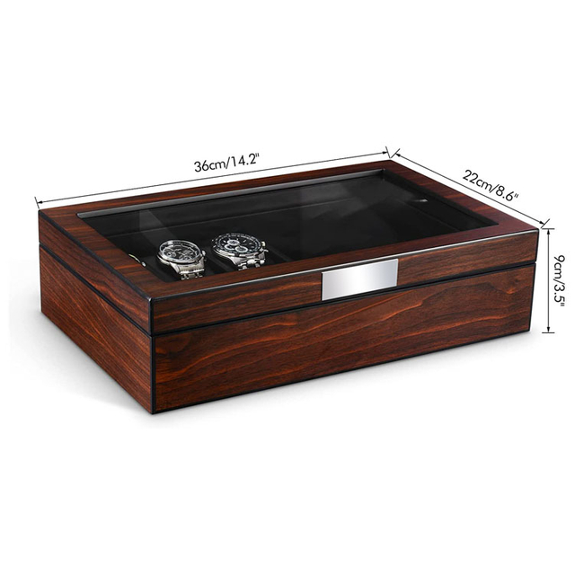 木製時計ボックス インド木製時計ボックス ソリッドエスプレッソ 12 スロット木製時計ボックス