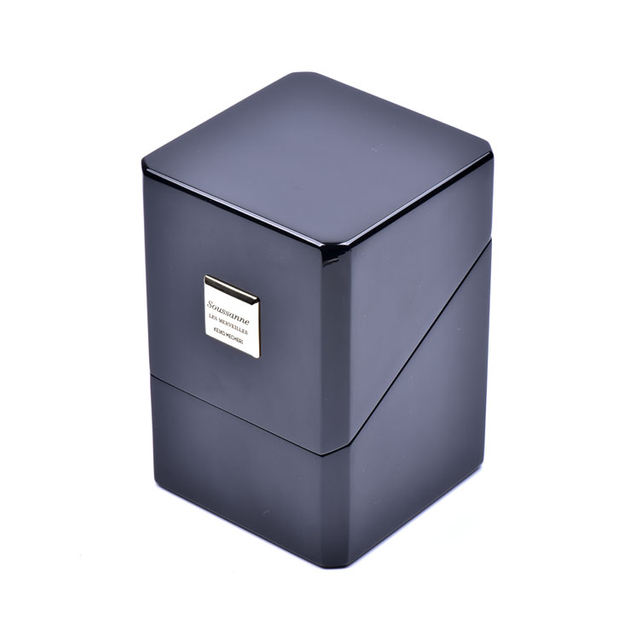 キューブブラックピアノペイント斜めカバー45度コーナー木製香水パッケージボックスカスタムメイド